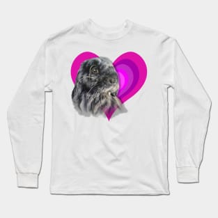 Beautiful black mini lop bunny on a rainbow heart! Long Sleeve T-Shirt